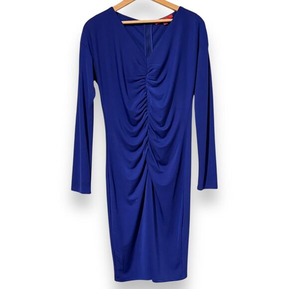 Narciso Rodriguez for Design Nation Purple Ruched Long Sleeve Short Dress Medium - Picture 1 of 10